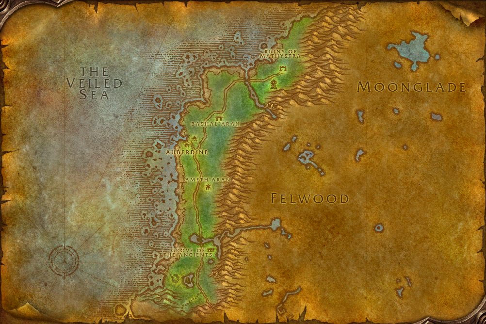 Darkshore zone map