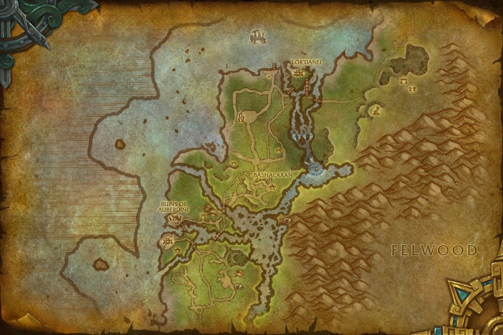 Darkshore zone map